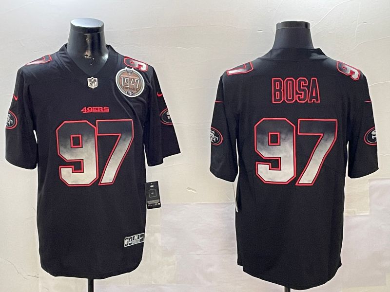Men San Francisco 49ers #97 Bosa Black Nike Smoke Fashion 2024 Limited NFL Jersey style 2